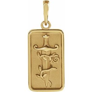 14K Yellow Gold 21.29 X 8.75 Mm Polished Dagger Pendant