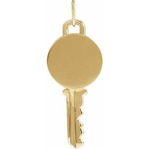 14K Yellow Gold 21.57 X 9 Mm Polished Engravable Key Pendant