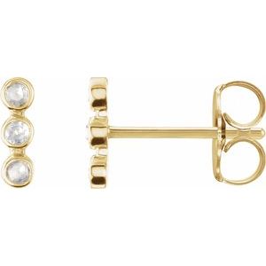 14K Yellow Gold Round 1.5 Mm .05 Ctw Natural Diamond Rose-Cut Bar Earrings