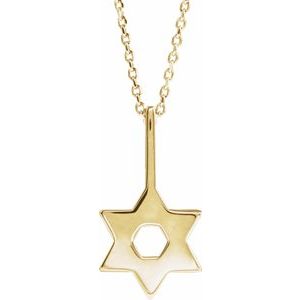 14K Yellow Gold 19.6 X 10.4 Mm 16-18 In Polished Star Of David Necklace