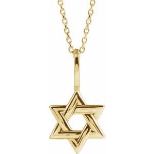 14K Yellow Gold 19.6 X 10.4 Mm 16-18 In Polished Star Of David Necklace