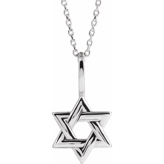 14K White Gold 25.6 X 15.7 Mm 16-18 In Polished Star Of David Necklace
