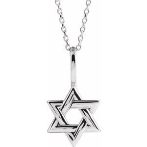Sterling Silver 25.6 X 15.7 Mm 16-18 In Polished Star Of David Necklace