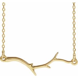 14K Yellow Gold 28 X 9.21 Mm 16-18 In Polished Branch Bar Necklace