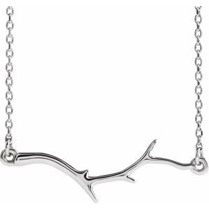 Sterling Silver 28 X 9.21 Mm 16-18 In Polished Branch Bar Necklace
