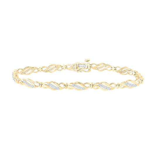 10K Yellow Gold Womens Round Diamond Fashion Link Bracelet 1/3 Cttw