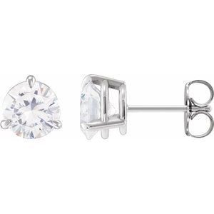 14K White Gold Round 3.5Mm I1, G-H 1/3 Ctw Natural Diamond 3-Prong Pre-Notched Claw Friction Back Earrings