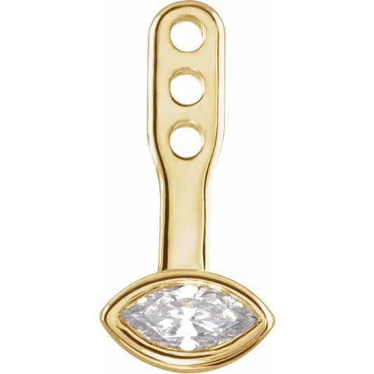 14K Yellow Gold Marquise 4 X 2Mm I1, G-H Bezel Polished 1/6 Ctw Natural Diamond Solitaire Front-Back Earring Jacket