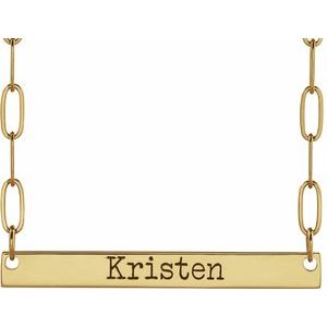 14K Yellow Gold 34 X 4 Mm 16 In Polished Engravable Bar Necklace