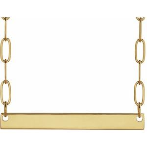 14K Yellow Gold 30 X 3.5 Mm 16 In Polished Engravable Bar Necklace