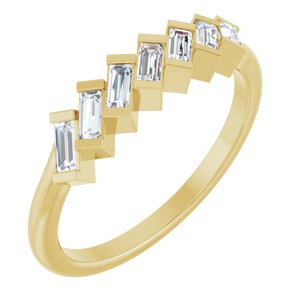14K Yellow Gold Straight Baguette 3.25 X 1.5 Mm 1/3 Ctw Natural Diamond Anniversary Band Size 7