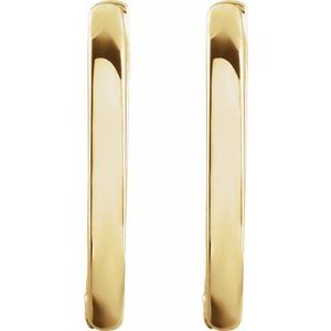 14K Yellow Gold 14 X 10 Mm 1.6 Mm Pair Hinged Polished Elongated Oval Huggie Earrings