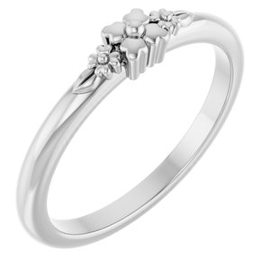 14K White Gold Polished Floral Stackable Ring Size 7
