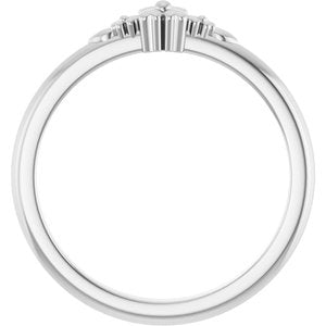 Sterling Silver Polished Floral Stackable Ring Size 7