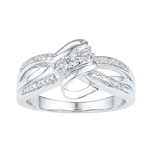 Sterling Silver Round Diamond 3-stone Bridal Wedding Engagement Ring .03 Cttw, Womens Size: 5-10