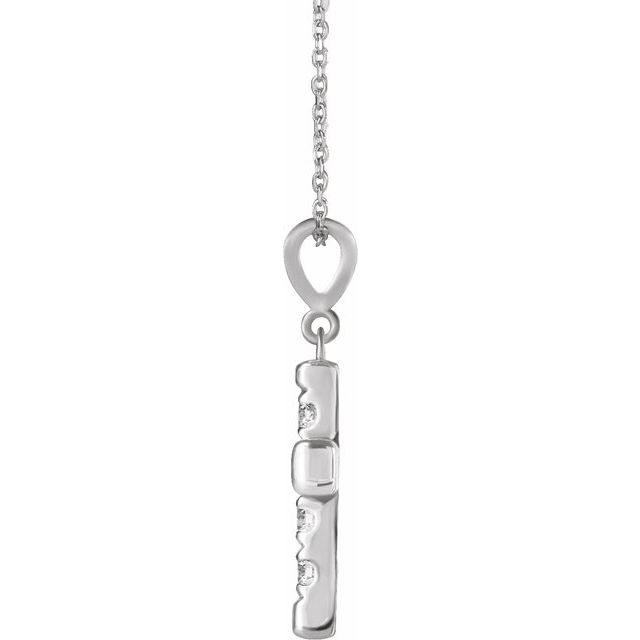 Platinum Round 2.2Mm Si2-Si3, G-H 16-18 In Polished Natural Diamond French-Set Cross Necklace