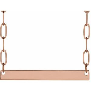 14K Rose Gold 30 X 3.5 Mm 18 In Polished Engravable Bar Necklace