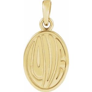 14K Yellow Gold 16.92 X 8.5 Mm Polished Retro "Love" Pendant