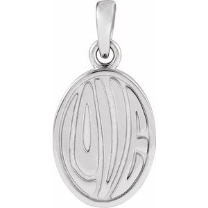 Sterling Silver 16.92 X 8.5 Mm Polished Retro "Love" Pendant