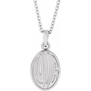 Sterling Silver 16.92 X 8.5 Mm 16-18 In Polished Retro "Love" Necklace