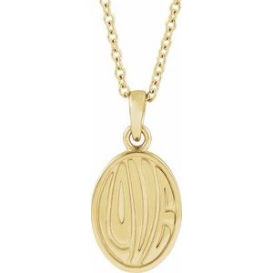 14K Yellow Gold 16.92 X 8.5 Mm 16-18 In Polished Retro "Love" Necklace