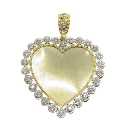 10K Yellow Gold  1.77- 1.79 Cttw Diamond Memory Heart Plate Pendants