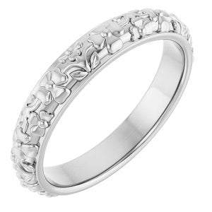 10k Yellow Or White Or Rose Gold Floral Half Round Band