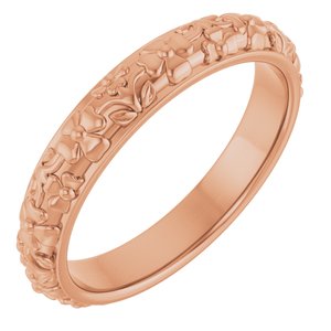 10k Yellow Or White Or Rose Gold Floral Half Round Band