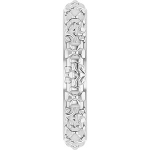 10k Yellow Or White Or Rose Gold Floral Half Round Band