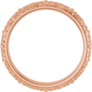 10k Yellow Or White Or Rose Gold Floral Half Round Band