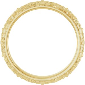 10k Yellow Or White Or Rose Gold Floral Half Round Band
