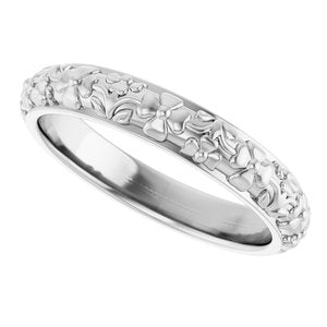 10k Yellow Or White Or Rose Gold Floral Half Round Band