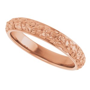 10k Yellow Or White Or Rose Gold Floral Half Round Band