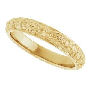 10k Yellow Or White Or Rose Gold Floral Half Round Band