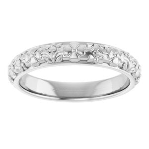 10k Yellow Or White Or Rose Gold Floral Half Round Band