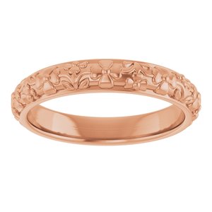 10k Yellow Or White Or Rose Gold Floral Half Round Band