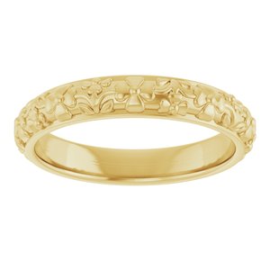 10k Yellow Or White Or Rose Gold Floral Half Round Band