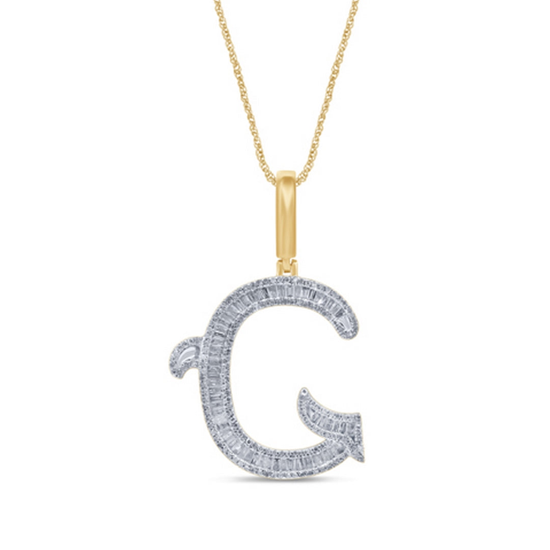 10K Yellow Gold Diamond Tattoo Baguette Initial Charm