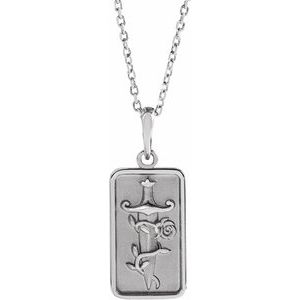Sterling Silver 21.29 X 8.75 Mm 16-18 In Polished Dagger Necklace