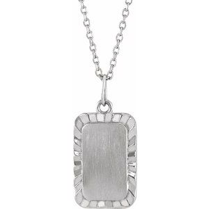 Sterling Silver 18.75 X 9 Mm 16-18 In Polished Engravable Sunburst Necklace