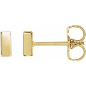 14K Yellow Gold 4.5 X 2 Mm Pair Friction Backs Polished Bar Earrings