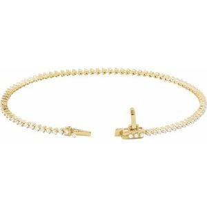 14K Yellow Gold Round 1.6Mm G-H I1 1 1/2 Ctw Natural Line Bracelet, Length: 7.25 In