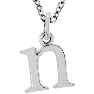 14K White Gold 16 In Polished Lowercase Initial Necklace