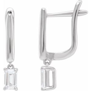14K White Gold Emerald 5 X 3 Mm 3/4 Ctw Lab-Grown Diamond Earrings