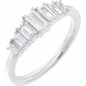 14K White Gold Lab-Grown Diamond Straight Baguette Polished 1/2 Ctw Lab-Growndiamond Straight Baguette Ring Size 7