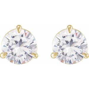14K Yellow Gold Round 4Mm I1, G-H 3/8 Ctw Natural Diamond 3-Prong Pre-Notched Claw Friction Back Earrings