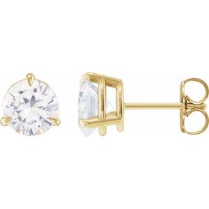 14K Yellow Gold Round 3.5Mm I1, G-H 1/3 Ctw Natural Diamond 3-Prong Pre-Notched Claw Friction Back Earrings