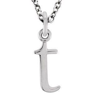 14K White Gold 16 In Polished Lowercase Initial Necklace