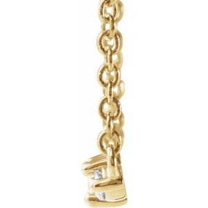 14K Yellow Gold 18.24 X 3.52 Mm 18 In Polished 1/6 Ctw Natural Diamond Bar Necklace