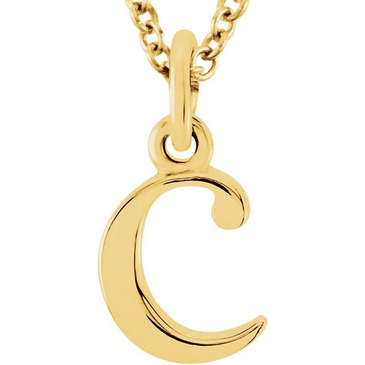 18K Yellow Gold-Plated Sterling Silver 8.83 X 4.5 Mm 16 In Polished Lowercase Initial C Necklace